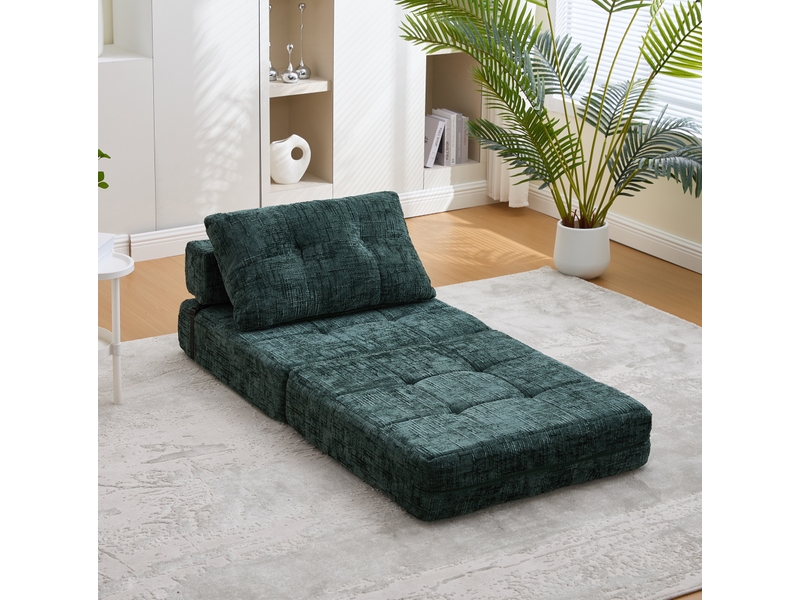  Canapé droit 79x79x57 cm, coussin, canapé simple, pour salon, chambre et bureau, confort doux, chenille, vert émeraude  - Conforama B
