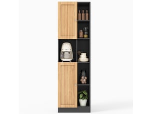 Armoire d’angle haute anthracitechêne, 2 portes, 6 étagères, 50 x 35,5 x 170 cm