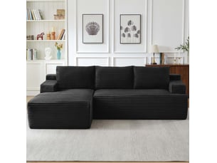 Canapé d'angle modulable 236 cm-assise profonde style cloud-en velours côtelé-salon-gris