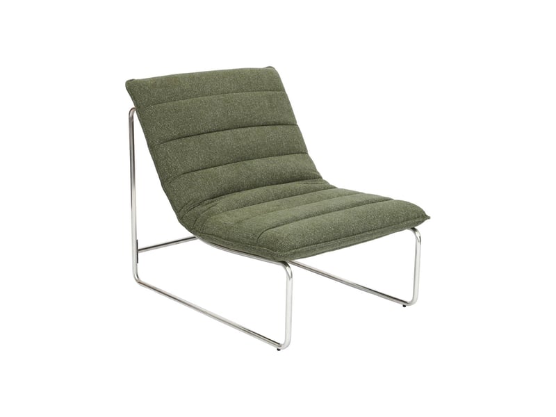  Fauteuil relax tissu chenille armature chromée vert - silver  - Conforama A