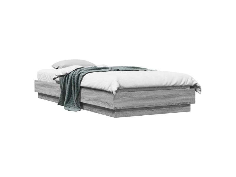  Lit simple- lit adulte -  cadre de lit au sol sonoma gris 80 x 200 cm bois d'ingénierie  - Conforama A