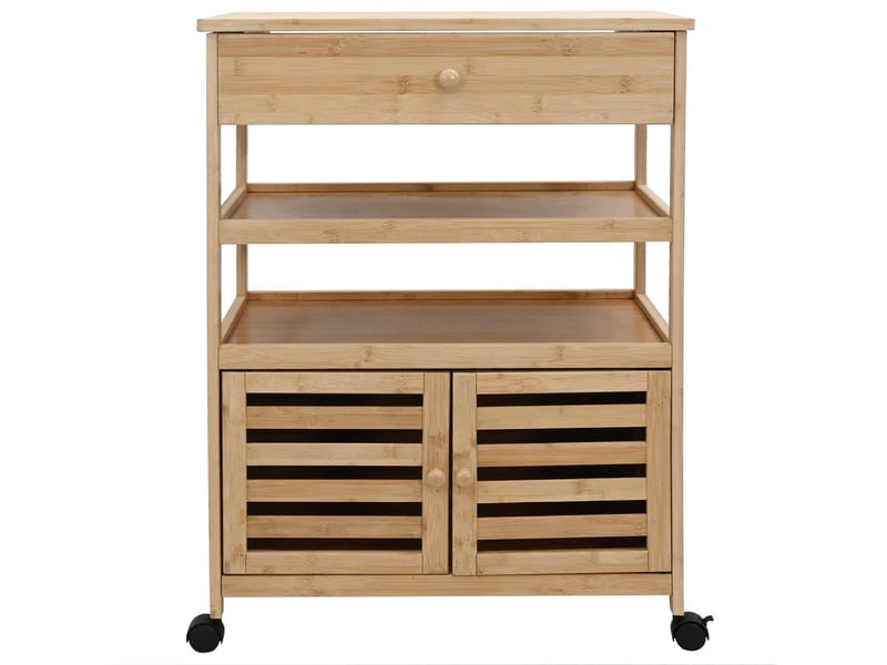 Desserte de cuisine, chariot de rangement avec roues naturel 59,5x36x82 cm bambou - Conforama E