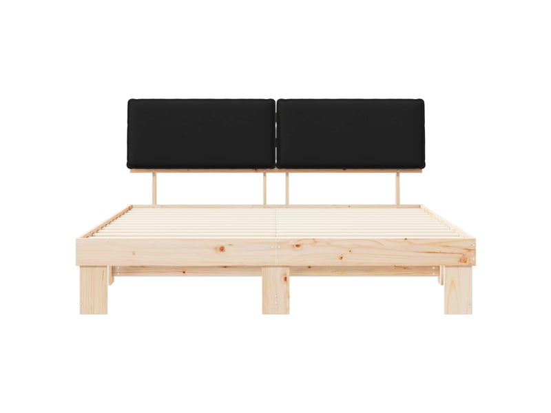  Lit double- lit adulte -  cadre de lit avec tête de lit rembourrée noir 200 x 200 cm  - Conforama D