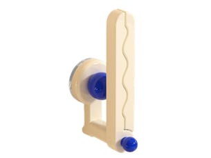Support rangeur pliable en l pour bandeaux et serre-tete avec ventouse 19x11x6 cm rainures antiderapantes bleu
