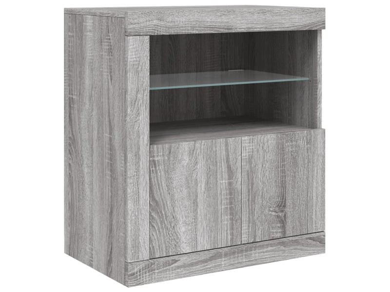 Buffet salon, buffet de rangement avec lumières led sonoma gris 60,5x37x67 cm - Conforama C
