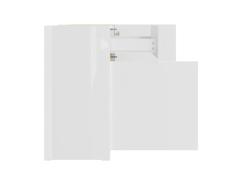 Buffet bas blanc brillant à détails dorés – 3 portes, 2 tiroirs – 160 x 40 x 78 cm - Conforama E
