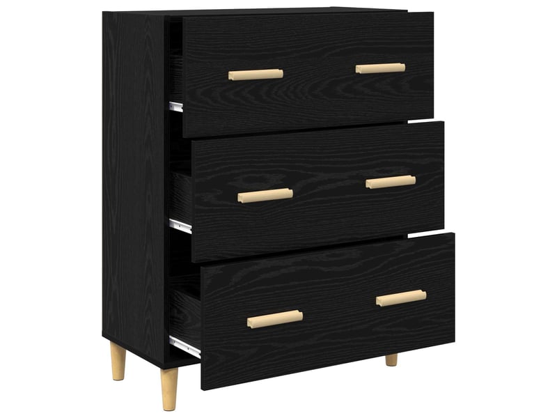  Buffet - bahut - meuble de rangement chêne noir 69,5 x 34 x 90 cm bois d'ingénierie  - Conforama E
