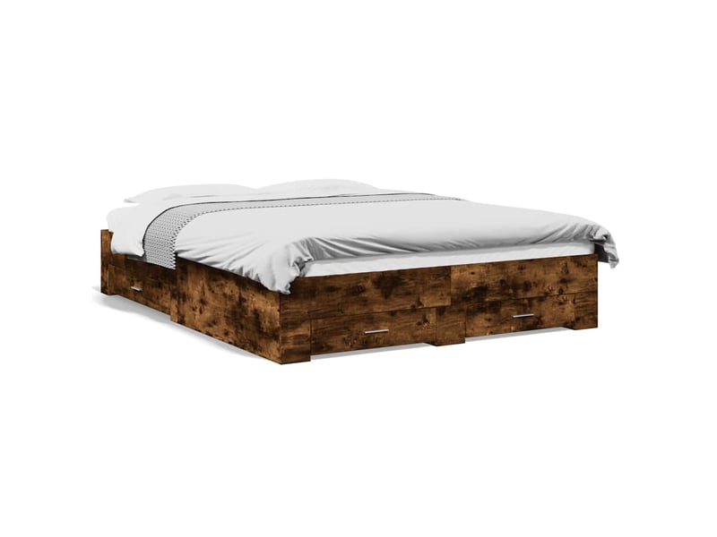  Lit double- lit adulte -  cadre de lit avec tiroirs sans matelas chêne fumé 140x200 cm  - Conforama A