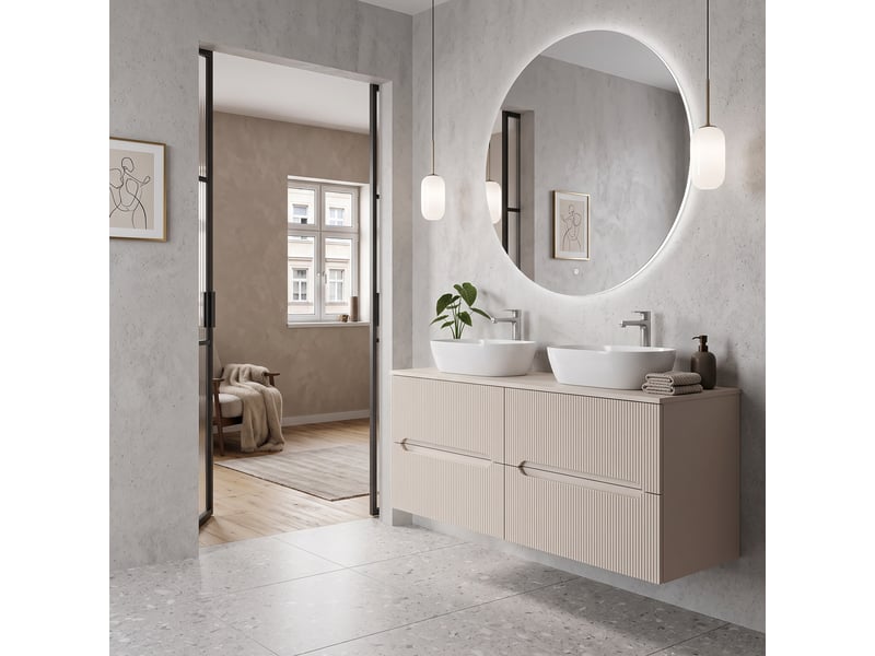  Ensemble salle de bain avec étagère novo l.140 cm cachemire mat  - Conforama B