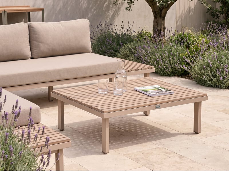  Table basse de jardin fivizzano 90 cm 70 cm acacia beige  - Conforama B