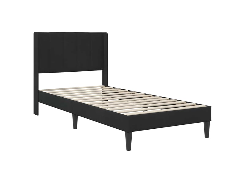  Lit simple- lit adulte -  cadre de lit avec matelas noir 80 x 200 cm velours  - Conforama C