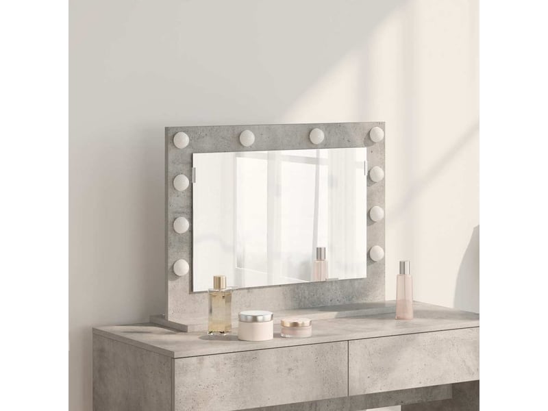  Miroir de vanité, miroir de coiffeuse gris béton 60 x 45 x 18 cm rectangulaire cf62775  - Conforama B