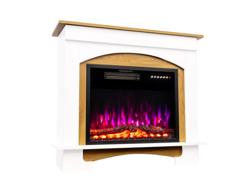 Homavo 23'' cheminée électrique, 100012000w, flamme 3d, télécommande, minuterie, sécutité surchauffe, meuble incluse - Conforama A