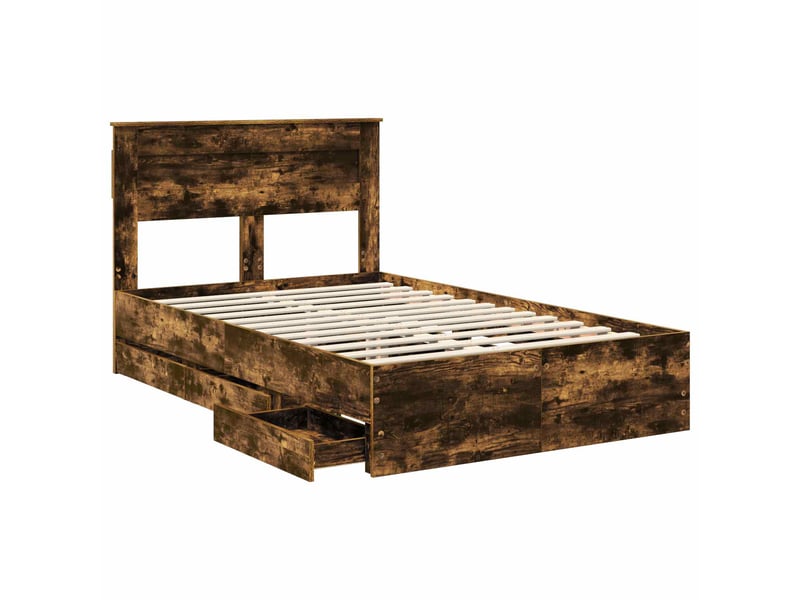  Lit double- lit adulte -  cadre de lit chêne fumé 120 x 190 cm bois ingénierie  - Conforama D