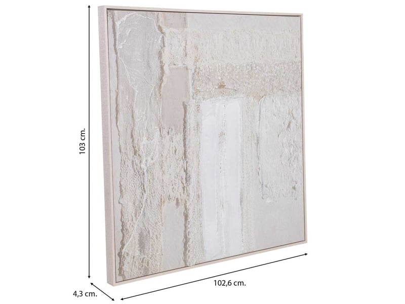  Tableau peint à la main avec cadre en bois rose 103x4x103h cm  - Conforama C