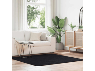 Tapis shaggy à poils longs navarra noir 160x160 cm polyester - comfortxl