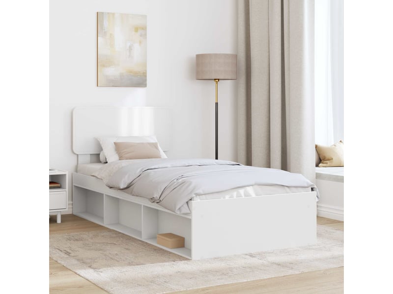  Lit simple- lit adulte -  cadre de lit avec tête de lit blanc 100 x 200 cm pin massif  - Conforama B