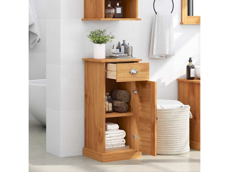  Armoire de salle de bain, cabinet de salle de bain avec tiroir vigo marron et marron miel cf65037  - Conforama D