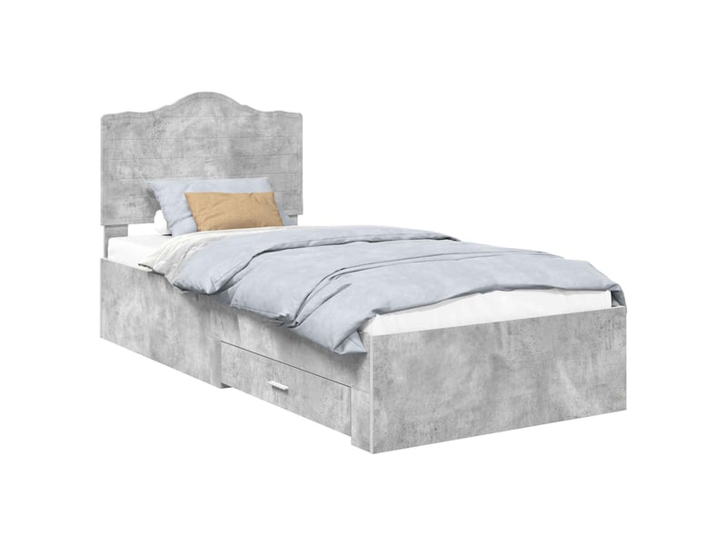 Lit simple- lit adulte - cadre de lit gris béton 70 x 190 cm bois d'ingénierie - Conforama A