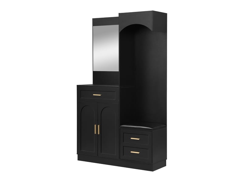  Portemanteau avec banc et rangement noir 110 cm en mdf  - Conforama W