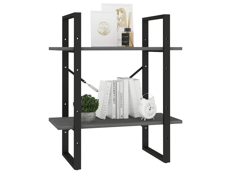  Bibliothèque à 2 niveaux, armoire à livres gris 60x30x70 cm bois de pin massif  - Conforama D