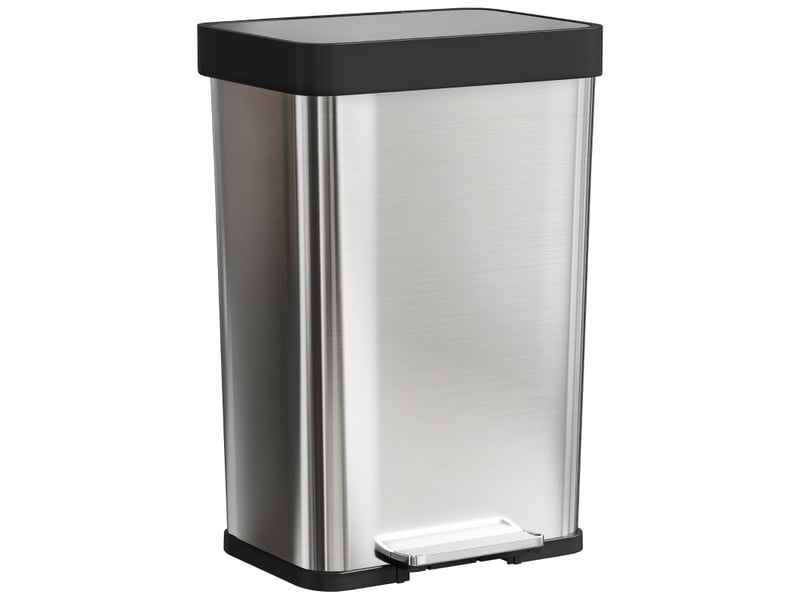  Poubelle de cuisine à pédale 60 l 44x36x66,5 cm argentée en acier inoxydable, couvercle silencieux  - Conforama A