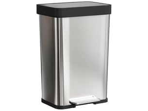 Poubelle de cuisine à pédale 60 l 44x36x66,5 cm argentée en acier inoxydable, couvercle silencieux