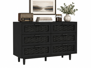 Commode 6 tiroir(s) DAHUEN coloris noir largeur 115 cm