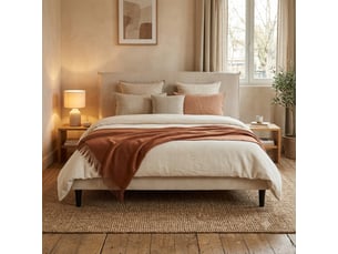 Lit 2 places 140x190 cm QUEPOS coloris CREAM / BEIGE