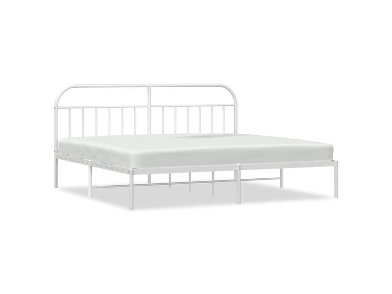  Lit double- lit adulte -  cadre de lit métal sans matelas et tête de lit blanc 200x200 cm  - Conforama A