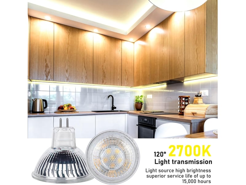  6 ampoules gu5.3 5w 2700k 12v 350lm  - Conforama E
