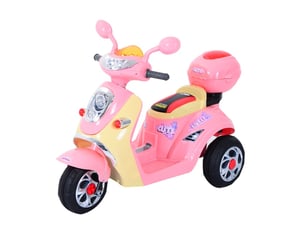 Scooter électrique enfant 108x51x75 cm 6v à 3 roues avec coffre rose et blanc