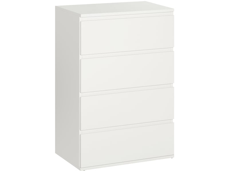  Commode à 4 tiroirs 55 x 33 x 80 cm – blanc – fermeture amortie et fixation murale anti-basculement  - Conforama A