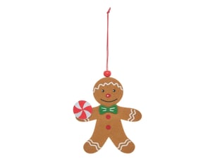 Suspension de sapin pain d'épices garçon ou fille en feutrine 11 cm