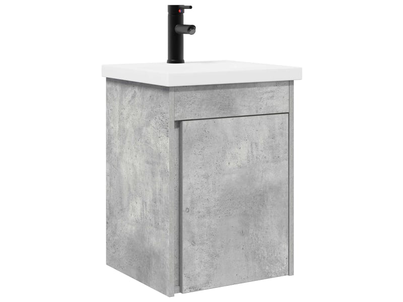  Meuble de rangement salle de bain avec robinet gris béton shl6827  - Conforama A