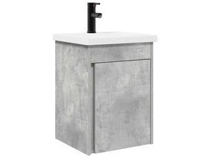 Meuble de rangement salle de bain avec robinet gris béton shl6827