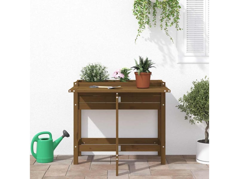  Jardinière - bac à fleurs de jardin avec dessus pliable brun miel pin massif  - Conforama C