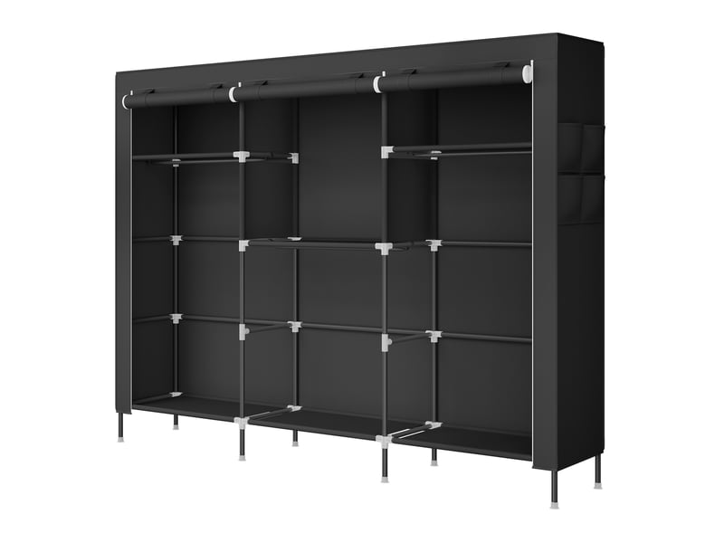  Armoire en tissu grande capacité, penderie avec housse anti-poussière, 189 x 45 x 180 cm, noir  - Conforama A