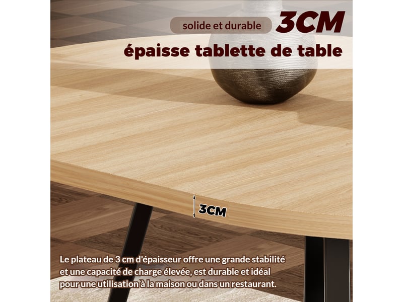  Table à manger extensible 100140 x 100 cm, 4 à 6 personnes, coloris chêne Jamama eleni - Conforama E