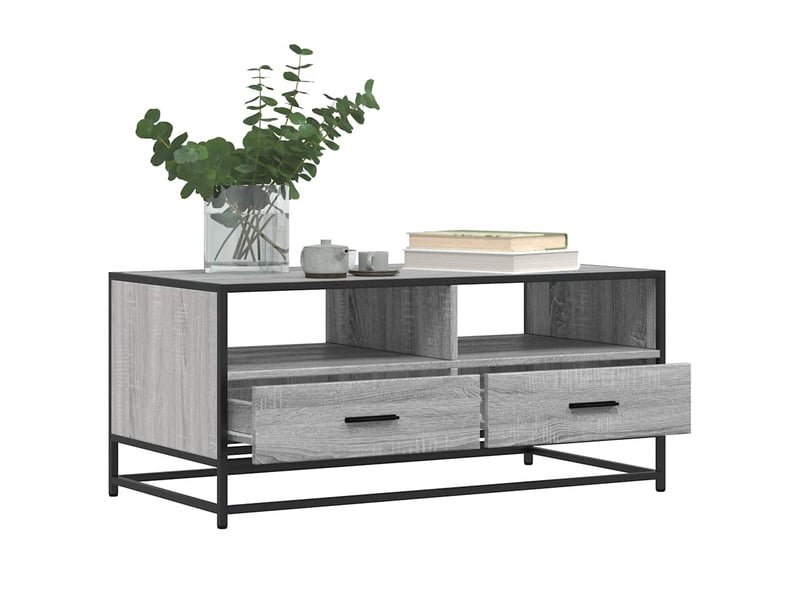  Table basse - table de salon - table à thé sonoma gris 100x50x45 cm bois d'ingénierie et métal  - Conforama D