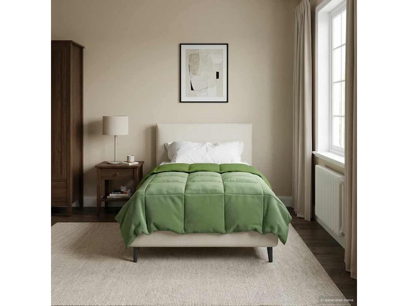  Couette - duvet d'été 140 x 200 cm été microfibre (100% polyester) vert  - Conforama B