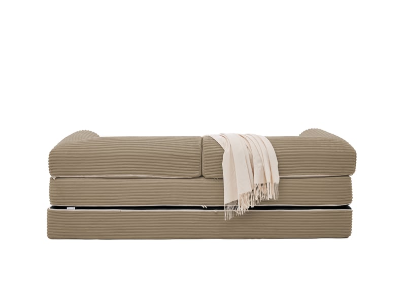 Canapé droit 2 places convertible lit, revêtement côtelé marron, structure stable pour salon moderne et espace réduit - Conforama D