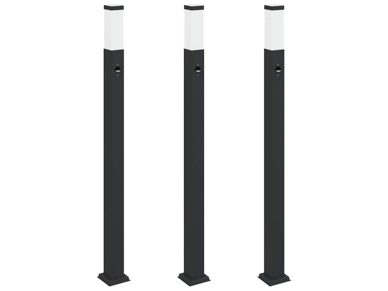 Lot de 3 borne lumineuse avec détecteur 110 cm noir ip44  - Conforama A