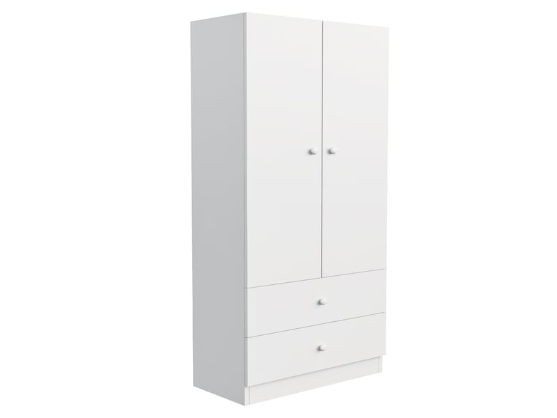  Armoire chambre 70x40x170 cm - penderie 2 porte, 2 tiroirs, design bicolore, blanc  - Conforama R