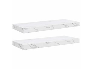 Lot de 2 étagères murales, étagères flottantes, étagères suspendues marbre blanc 60 x 23,5 x 3,8 cm cf41808