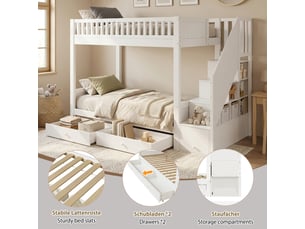 Lit superposé 2x90x200 cm <strong></strong>  <strong></strong> coloris blanc