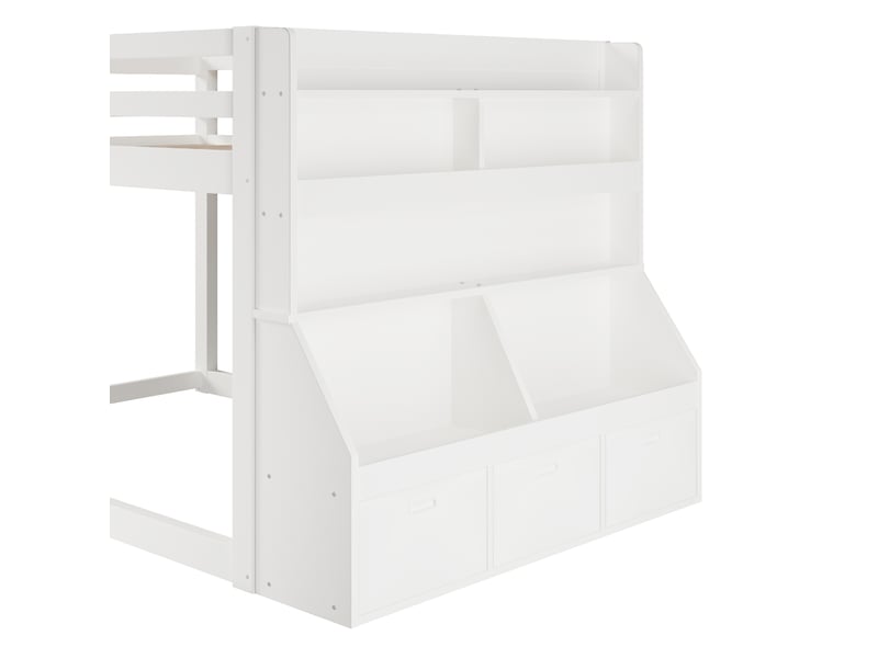 Lit mezzanine 140x200 cm, lit combiné, rangements intégrés, éclairage led, design moderne, charge maximale 150 kg, bois blanc OPULERANE TRADING LTD - Conforama E