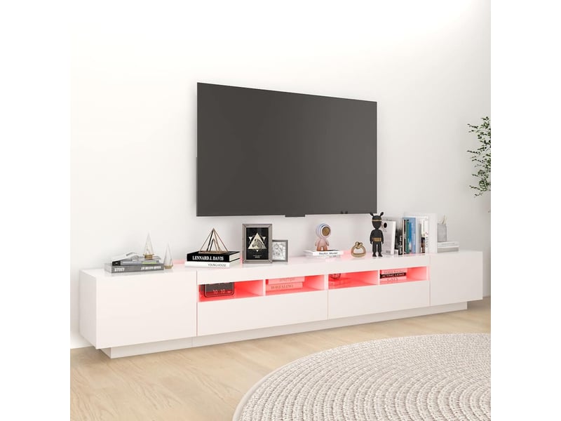  Meuble tv - banc tv - meuble de rangement avec lumières led blanc 260x35x40 cm  - Conforama E