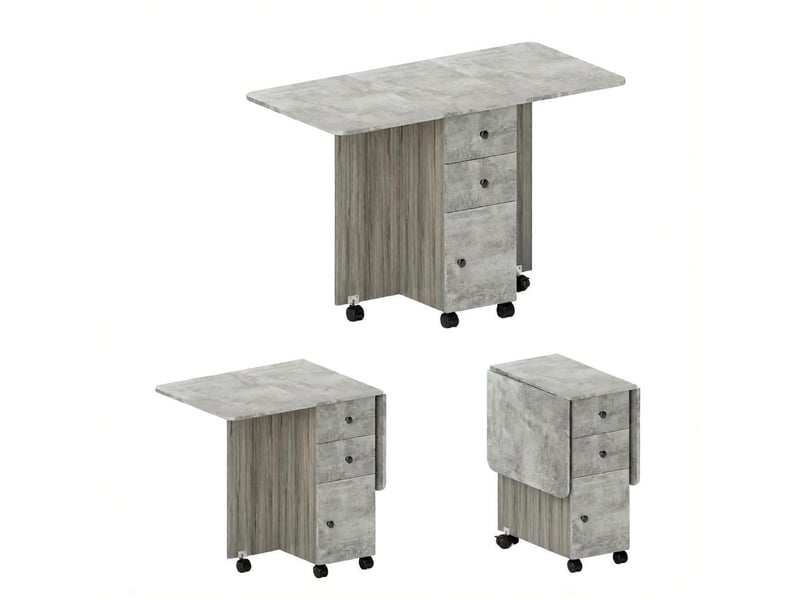  Table à manger pliable avec tiroirs et roulettes, bureau multifonction compact gain de place  - Conforama A