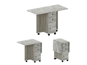 Table à manger pliable avec tiroirs et roulettes, bureau multifonction compact gain de place